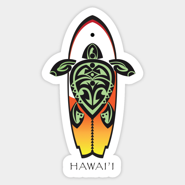 Tribal Turtle Tattoo Surfer Dude / Hawai'i Sticker by srwdesign